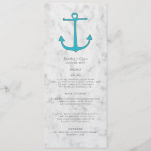 Turquoise Rustic Anchor Wedding Menu