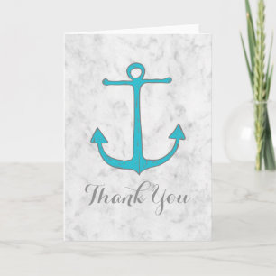 Turquoise Rustic Anchor Wedding Thank You Card