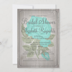 Turquoise Rustic Floral Bridal Shower Invitations