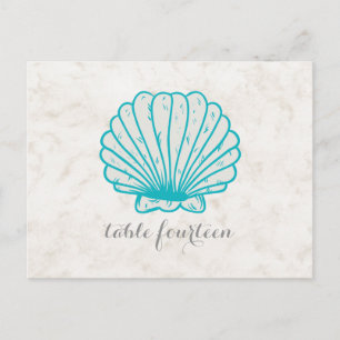 Turquoise Rustic Seashell Table Number Postcard