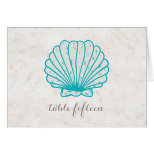 Turquoise Rustic Seashell Wedding Table Number