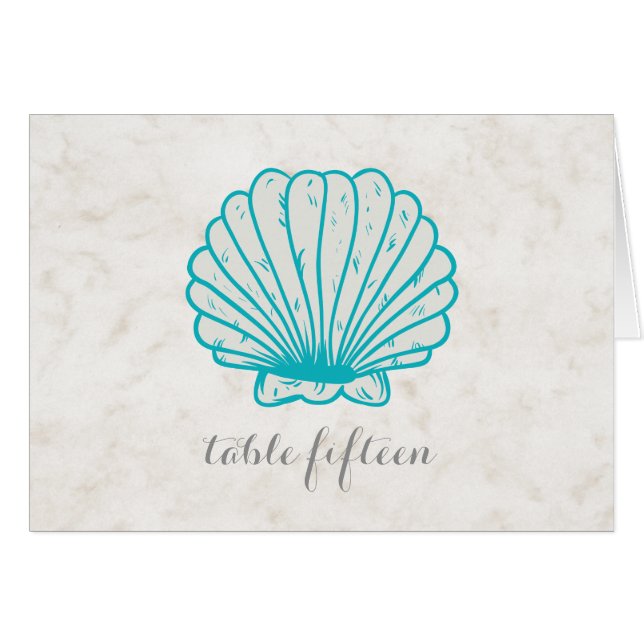 Turquoise Rustic Seashell Wedding Table Number (Front Horizontal)