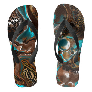 Turquoise Safari Digital Fluid Art Jandals
