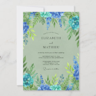 Turquoise Sage Botanical Wedding Invitation