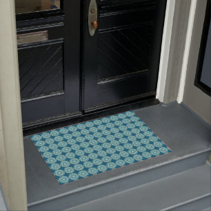 Turquoise & Sage Circle Starburst Pattern Doormat
