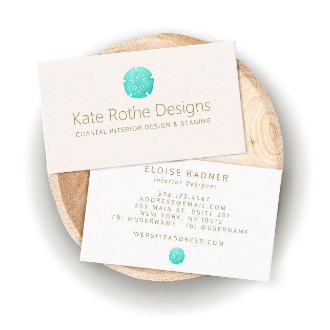 Turquoise Sand Dollar Tropical Business Card (Creator Uploaded)