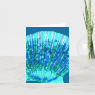 Turquoise scallop sea shell, note card