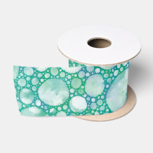 Turquoise Sea Foam Ribbon Ocean Bubbles Satin Ribbon