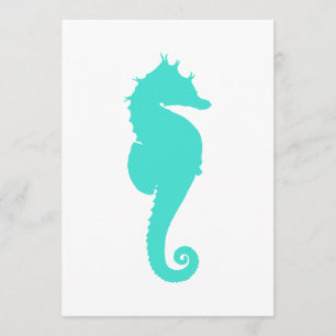 Turquoise Sea Horse on White Invitation