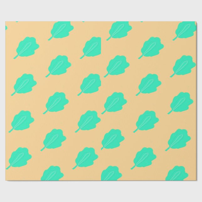 Turquoise Sea Leaves Series Design Wrapping Paper (Seam)