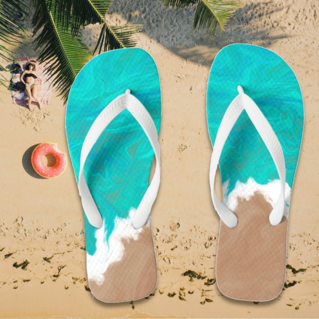 Turquoise Sea "Shores of Paradise" Illustration Jandals (Creator Uploaded)