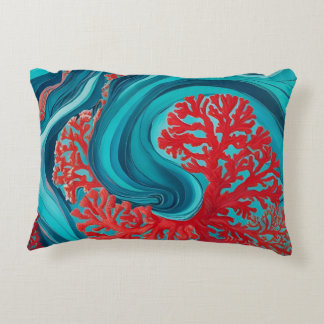 Turquoise Sea Vibes AI art Decorative Cushion