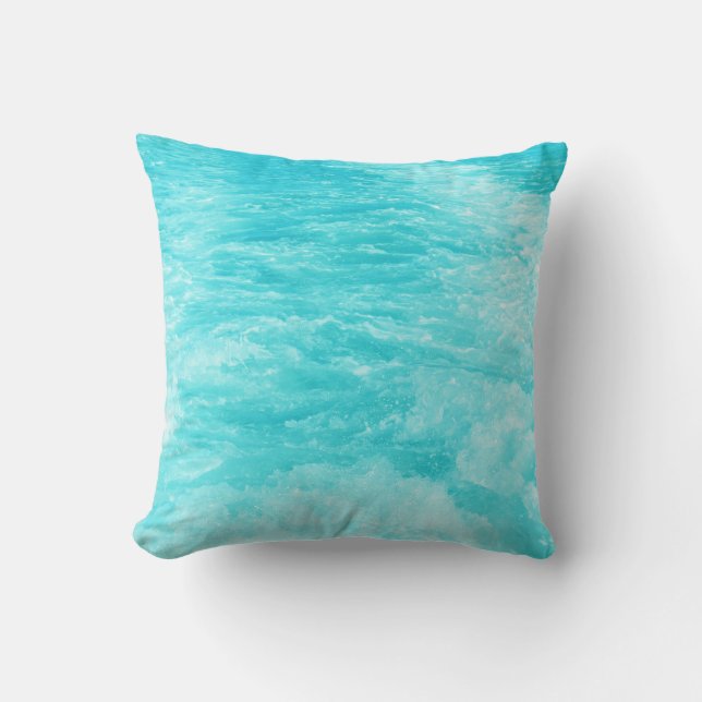 Turquoise Sea Water with Splashes Cushion (Front)