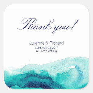 Turquoise Sea Wedding  Thank You Favour Stickers