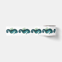 Turquoise Seahorse & Pearl Ocean Gift Wrapping Rib