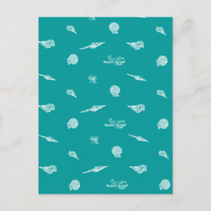 Turquoise Seashell Pattern Postcard
