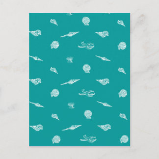Turquoise Seashell Pattern Postcard
