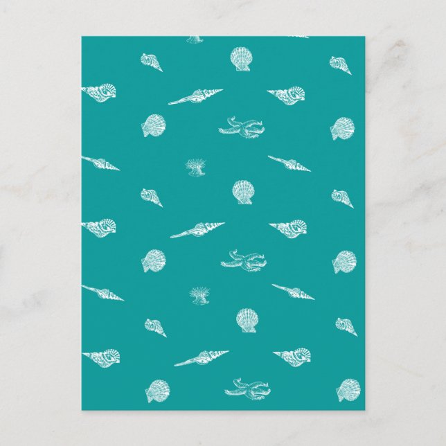 Turquoise Seashell Pattern Postcard (Front)