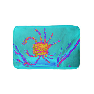 Turquoise Seaside Cool Crab Bath Mat