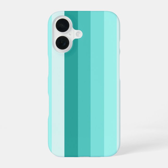 Turquoise shadow stripes iPhone 16 case (Back)