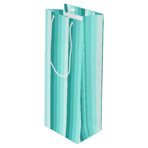 Turquoise shadow stripes wine gift bag