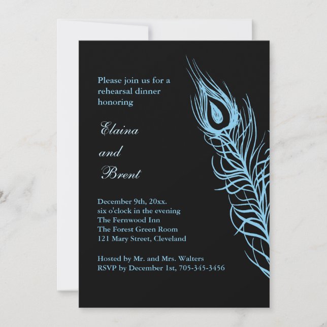 Turquoise Shake your Tail Feathers RehearsalDinner Invitation (Front)