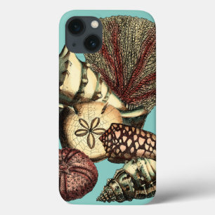 Turquoise Shell and Red Coral Collection iPhone 13 Case