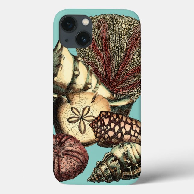 Turquoise Shell and Red Coral Collection Case-Mate iPhone Case (Back)