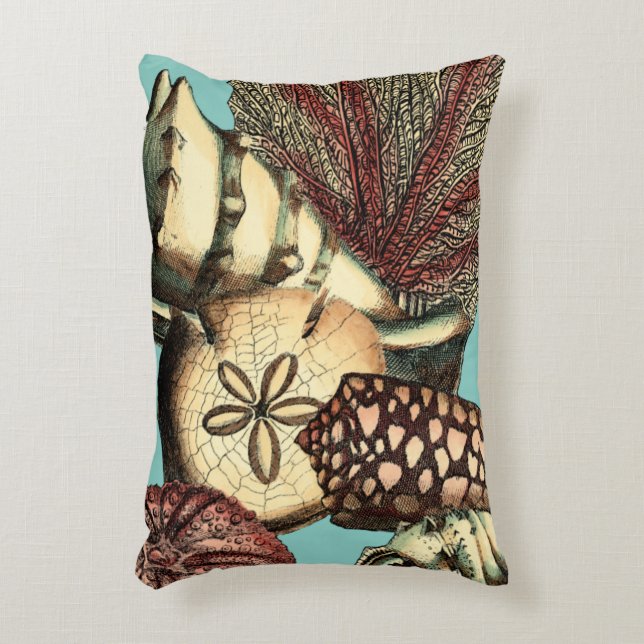 Turquoise Shell and Red Coral Collection Decorative Cushion (Front(Vertical))