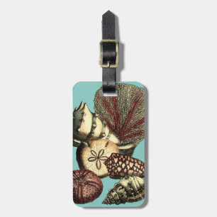 Turquoise Shell and Red Coral Collection Luggage Tag