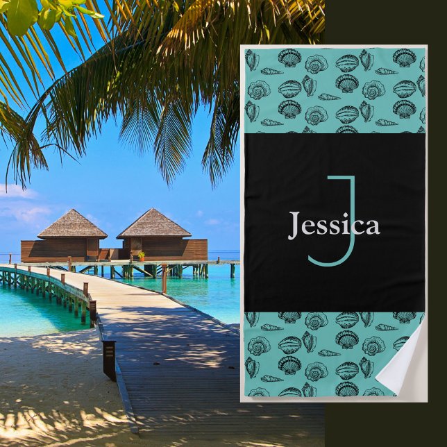 Turquoise Shells Personalised Beach Towel (Creator Uploaded)