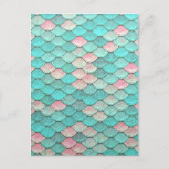 Turquoise Shiny Fish Scales Effect Pattern Postcard (Front)