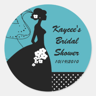 Turquoise Silhouette Bride Bridal Shower Sticker