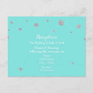 Turquoise & Silver Glitter Confetti Reception Enclosure Card