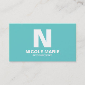 Turquoise Simple Monogram Business Card