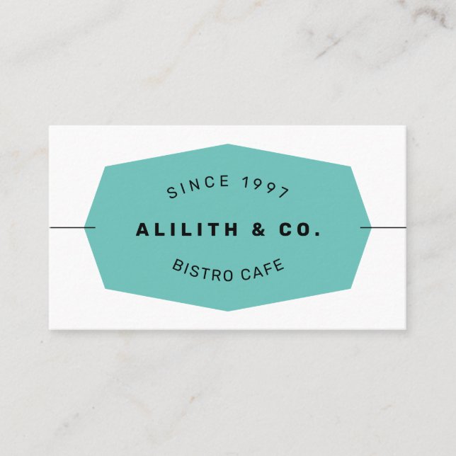 Turquoise Simple Sans Serif Font Business Card (Front)