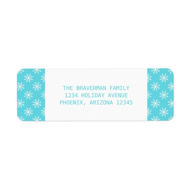 Turquoise Simple Snowflake Holiday Address Labels (Front)
