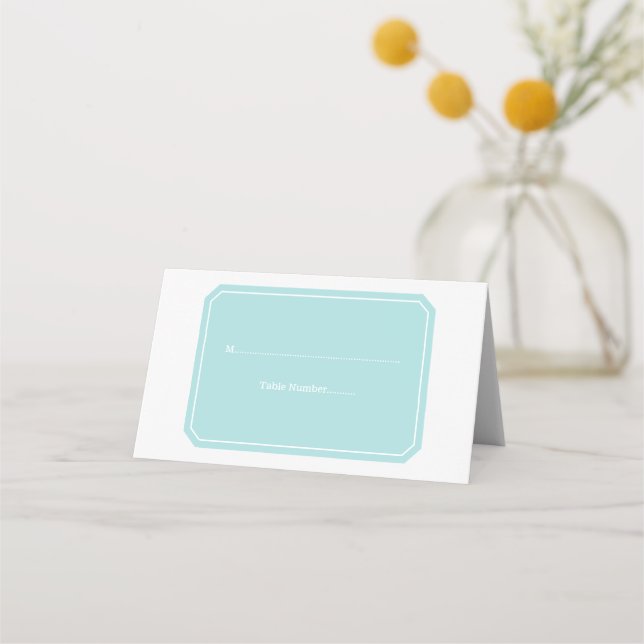 Turquoise Simply Elegant Place Cards (Front)