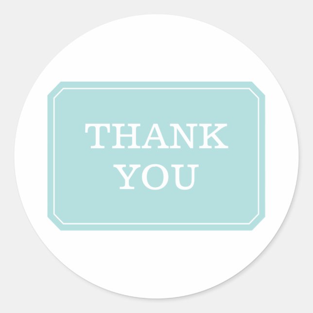 Turquoise Simply Elegant Thank You Stickers (Front)