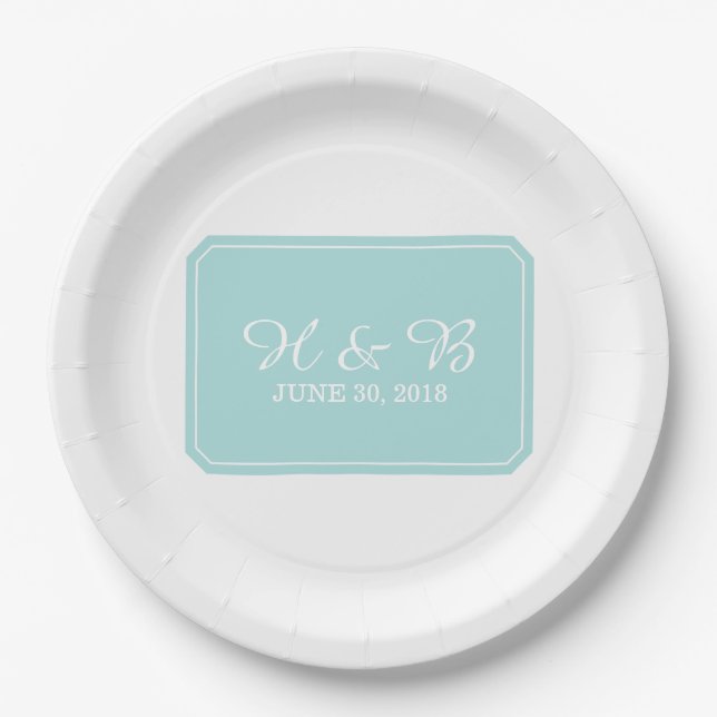 Turquoise Simply Elegant Wedding Paper Plate (Front)