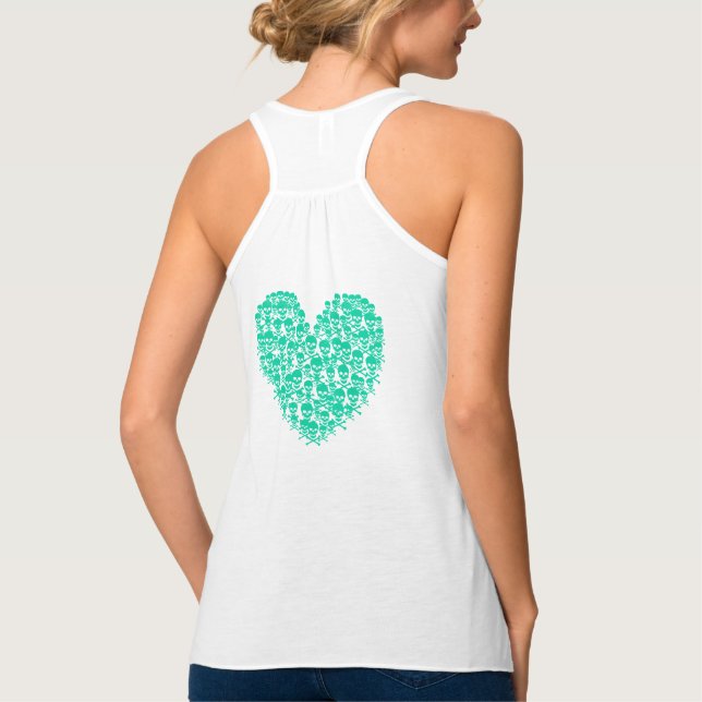 Turquoise Skull Heart Singlet (Back)