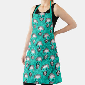 Turquoise Skulls and Sunflower Series Design 11  Apron