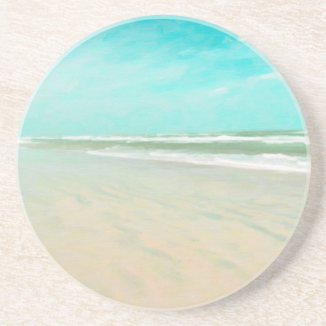 Turquoise Sky Beach Seascape Coaster (Front)