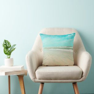 Turquoise Sky Beach Seascape Cushion
