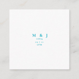 Turquoise Sleek & Simple Modern Square Wedding Enclosure Card