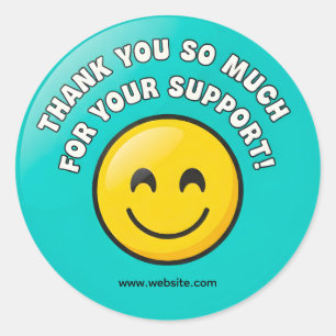 Turquoise Smiley Thank You Business Sticker
