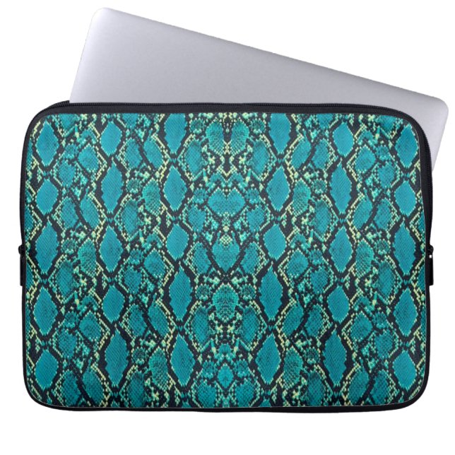 Turquoise Snakeskin Laptop Sleeve (Front)