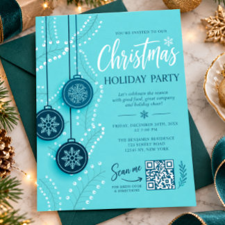 Turquoise Snowflake Christmas Holiday Party Card