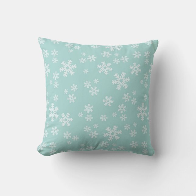 Turquoise Snowflake Christmas Pillow (Front)