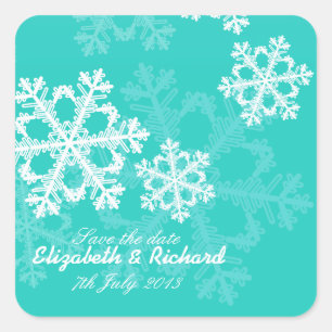 Turquoise Snowflakes Christmas Trees Sticker